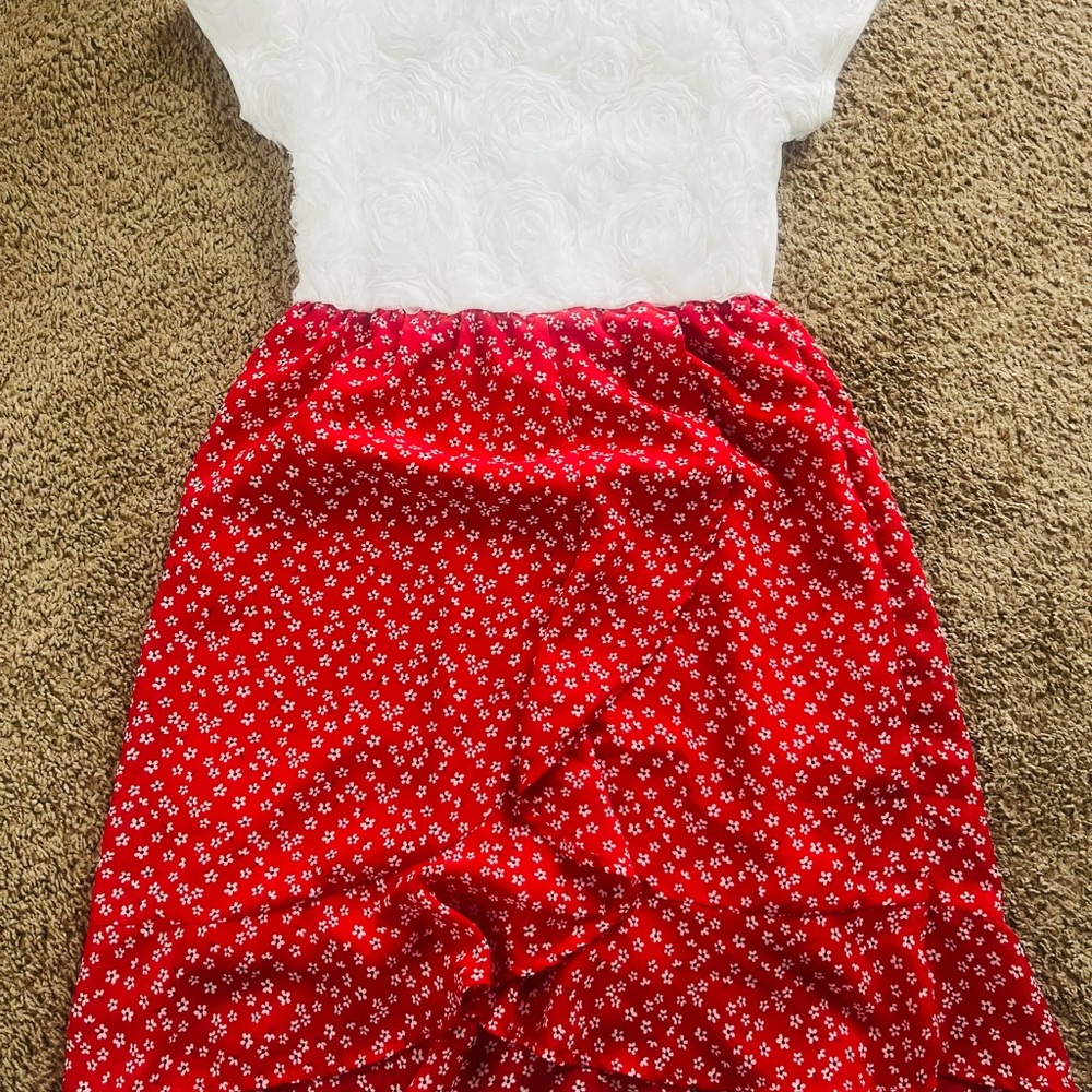 White and Red Floral Dress